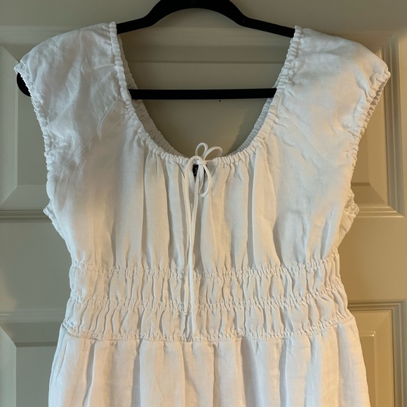 J Crew Cap Sleeve Linen Midi Dress in White - Picture 6 of 10